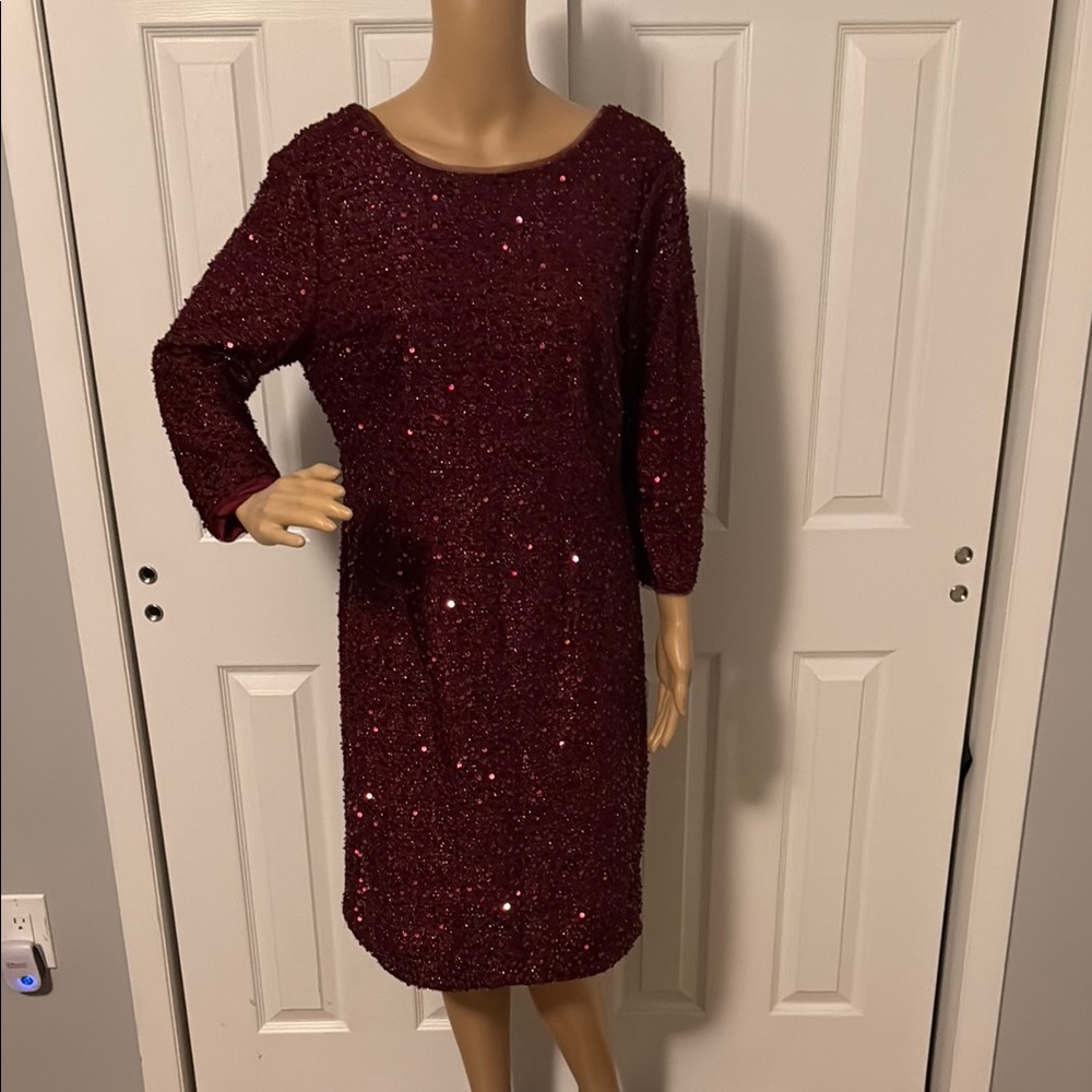 Elegant Burgundy Sequin Dress size 8